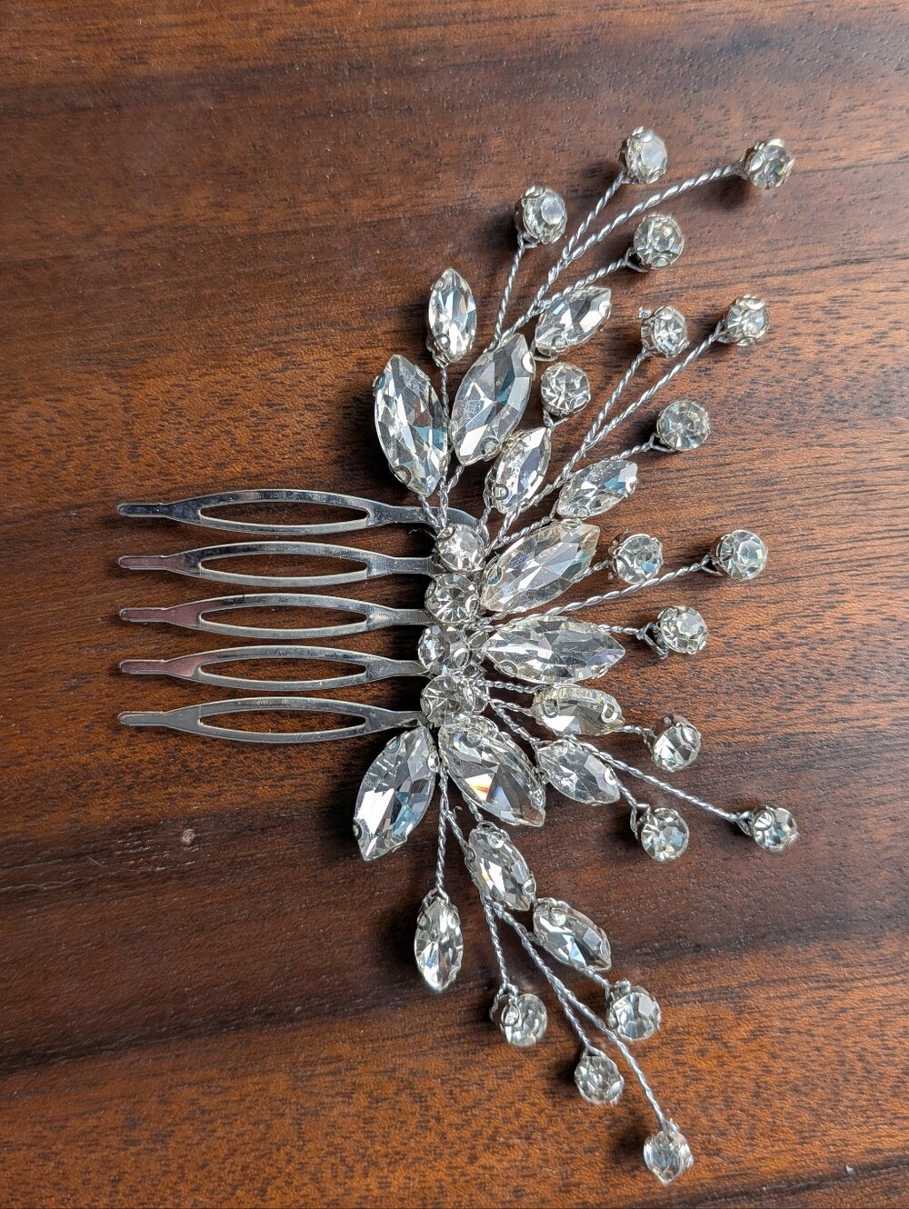 Crystal Bridal Hair Comb - Silver Rhinestone Accent